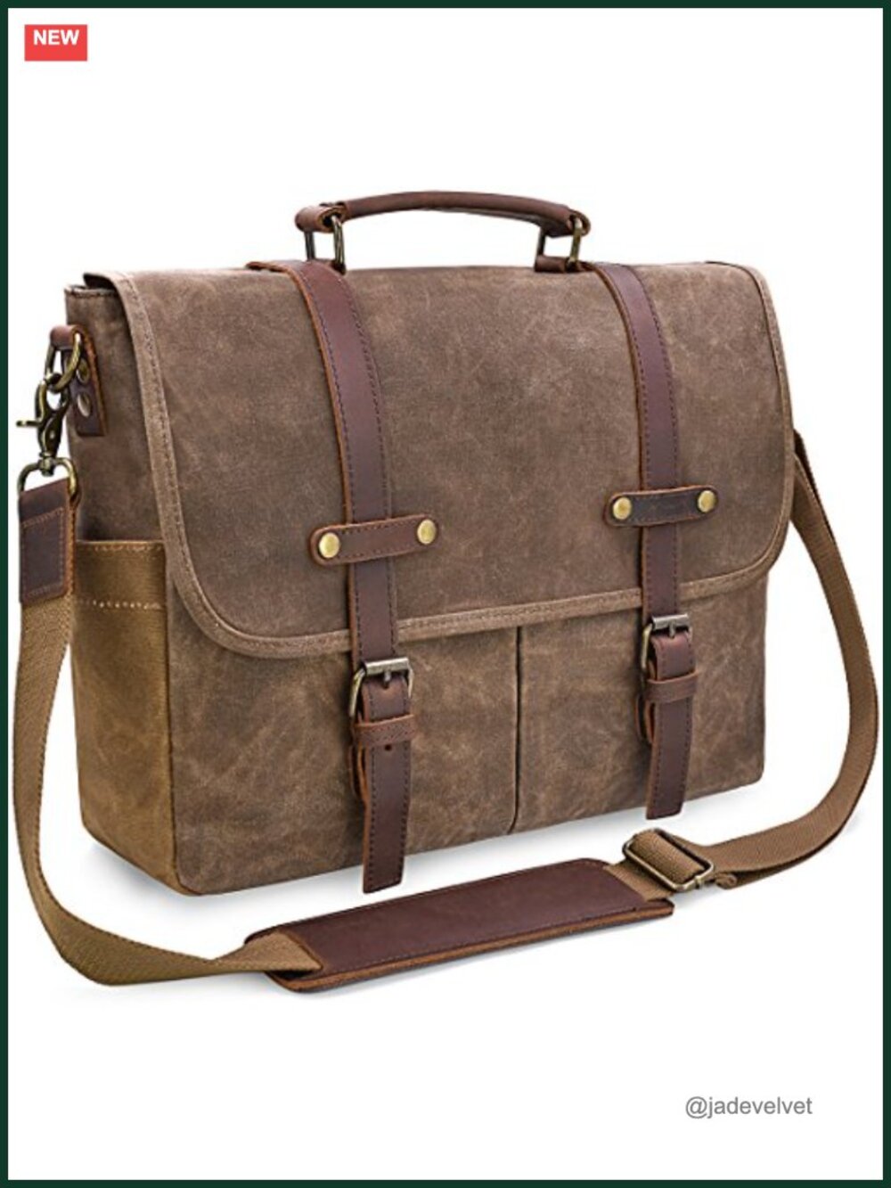 Men's Messenger Bag 15.6 Inch Waxed Canvas Leather Laptop Briefcase